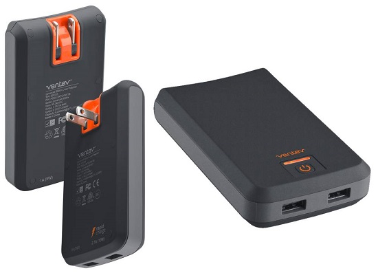 Ventev Powercell 6000+ combination charger - Wallport and Portable Battery Charger in One
