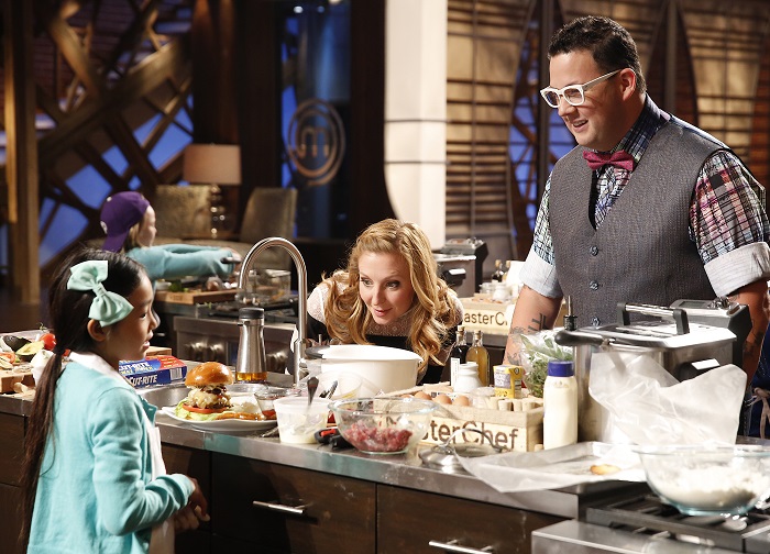 MASTERCHEF: L-R: Contestant Kya, Christina Tosi and Graham Elliot in the all-new “Junior Edition: New Kids on the Chopping Block” Season Four premiere episode of MASTERCHEF airing Friday, Nov. 6 (8:00-9:00 PM ET/PT) on FOX. Cr. Greg Gayne / FOX. © 2015 Fox Broadcasting Co.